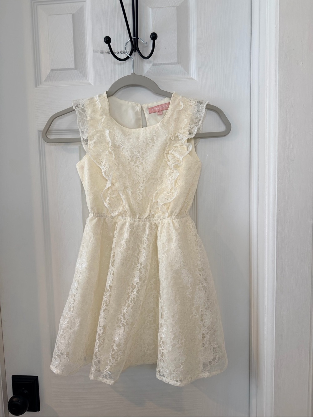 BCBGirls Ivory Lace Ruffle Formal Dress